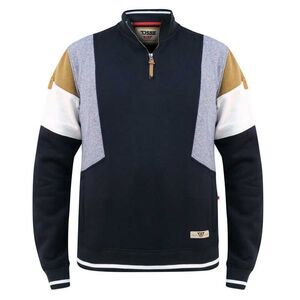 Duke Mens D555 Kenington Colour Block Zip Neck Kingsize Sweatshirt / Navy